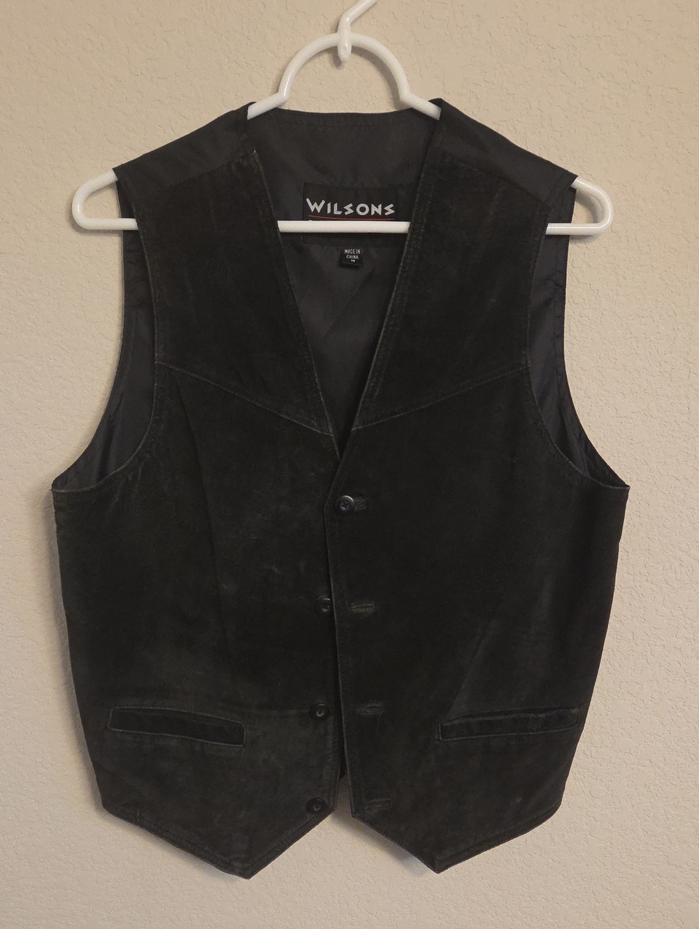 Vintage Wilsons Leather Black Suede Men's Vest Small Western Biker